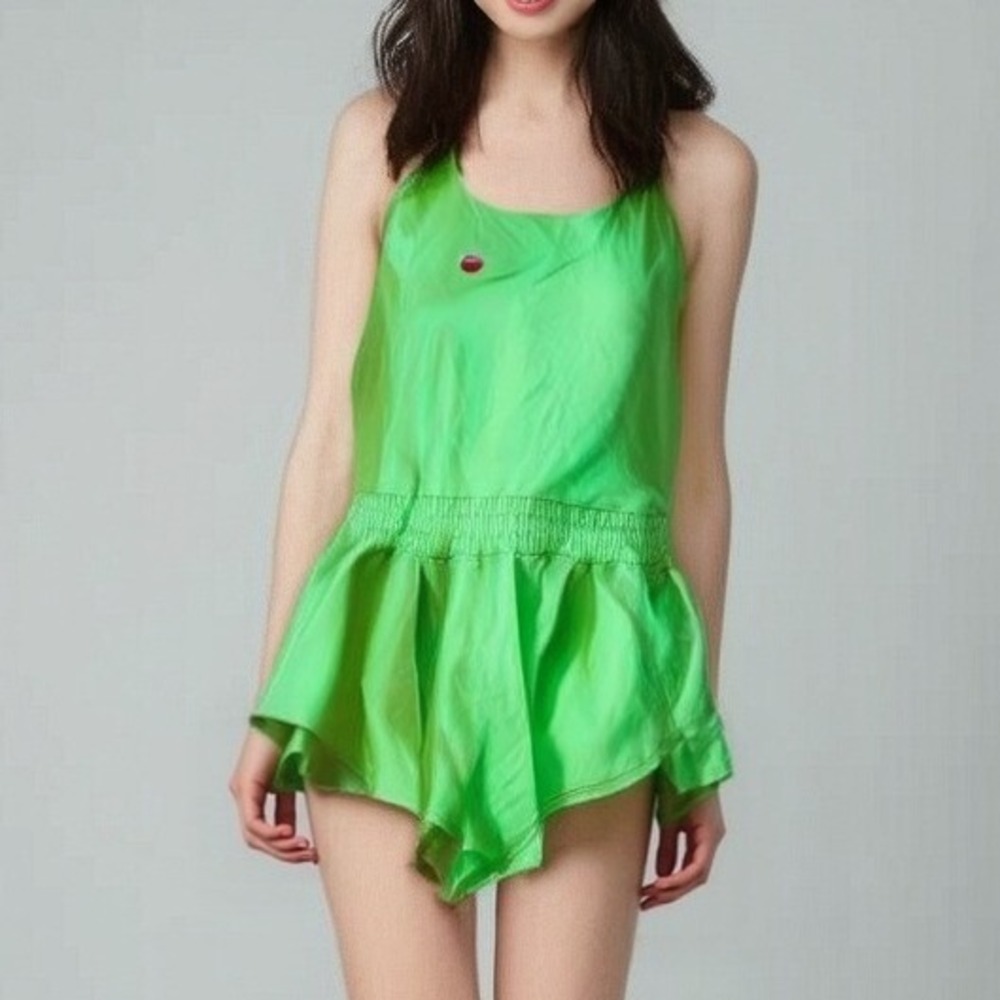 Offline by Aerie Romper Playsuit Neon Green Athletic Racerback Size M